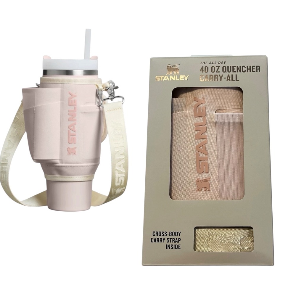Stanley All-Day 40 oz Quencher Carry-All Rose Quartz Crossbody Bottle Sleeve NEW